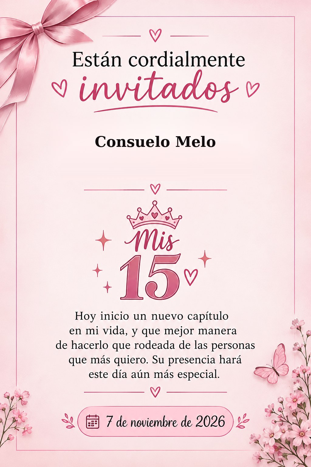 Tarjeta de invitación para Consuelo Melo