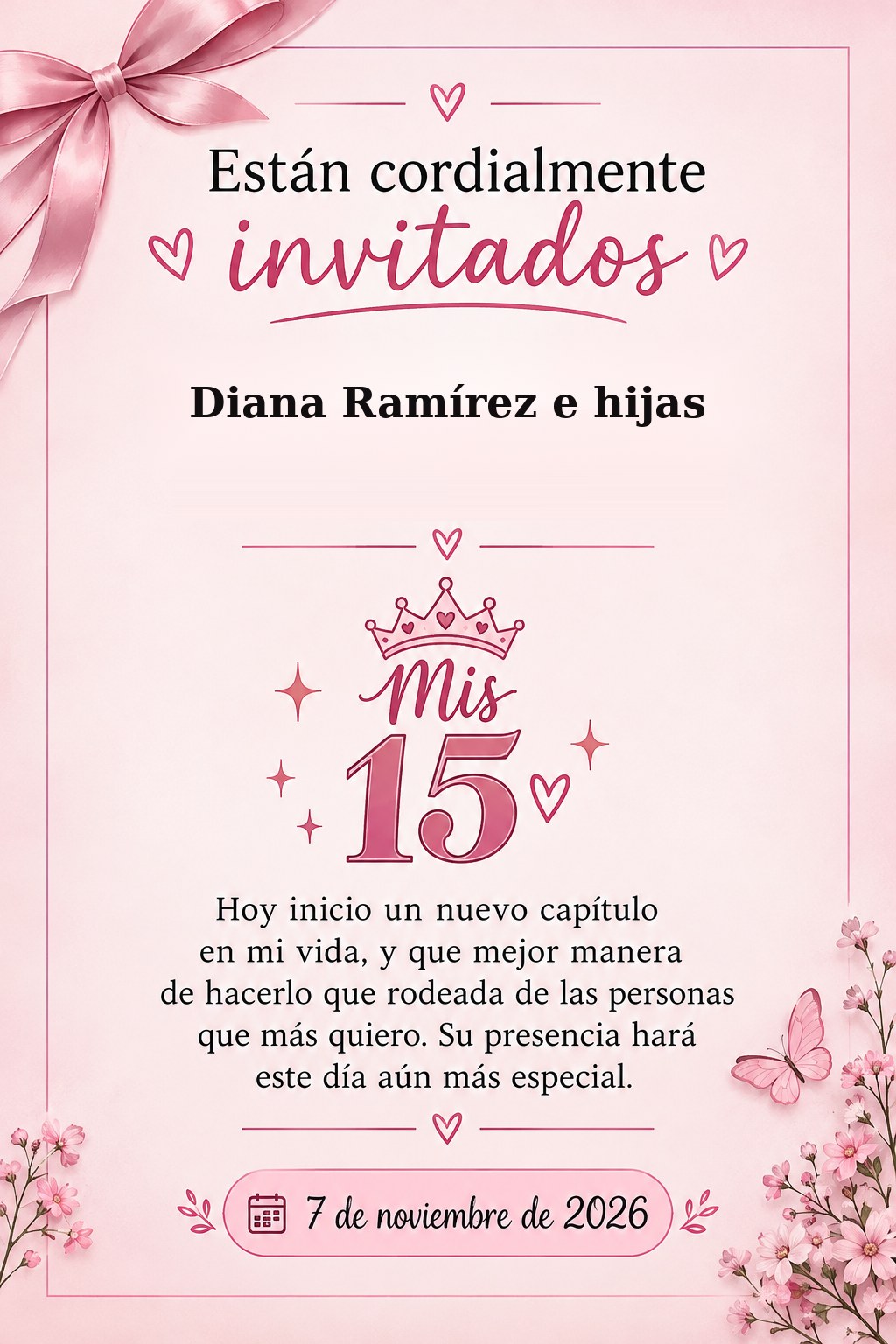 Tarjeta de invitación para Diana Ramírez e hijas